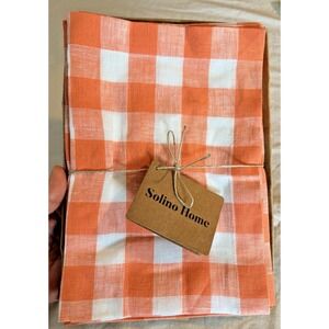 Solino Home 20x20 Placemats in Gingham Apricot Check - Set of 4 NWOB